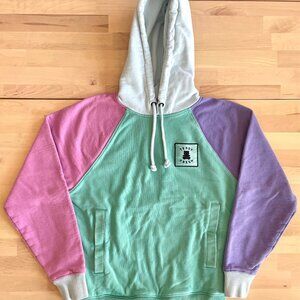 Teddy Fresh Unisex Teal Pink Purple Light Blue Colorblock Hoodie size XS